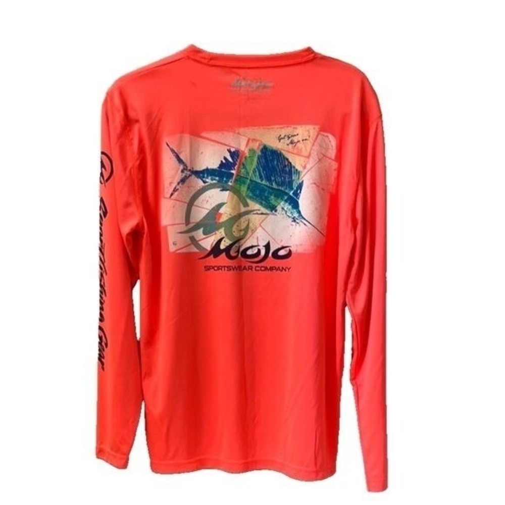 Mojo Sportswear Performance Fishing Shirt XS Orange Long Sleeve Graphic